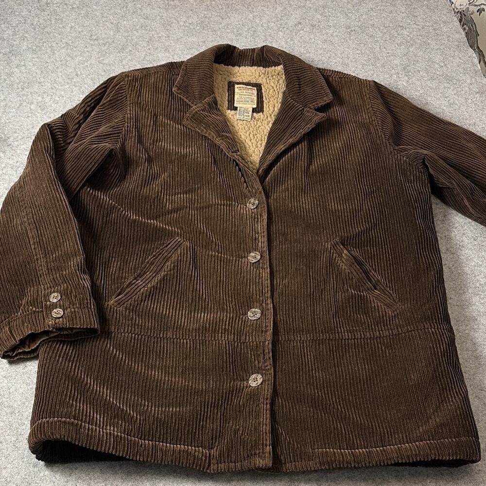 Vtg men’s Abercrombie &Fitch brown corduroy Sherpa lining jacket M Y2K